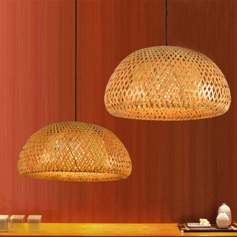 ZenGlow: Handwoven Bamboo Pendant Light – Art Deco Chinese Lantern Style