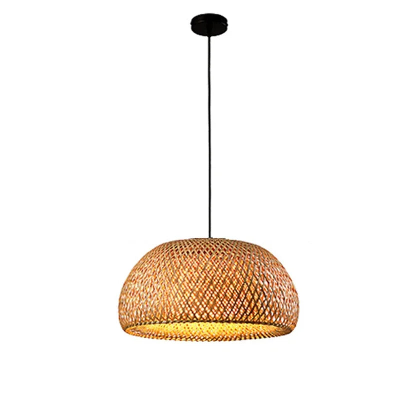 ZenGlow: Handwoven Bamboo Pendant Light – Art Deco Chinese Lantern Style
