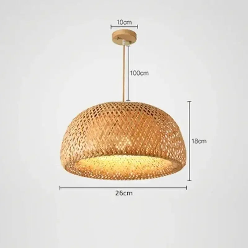 ZenGlow: Handwoven Bamboo Pendant Light – Art Deco Chinese Lantern Style