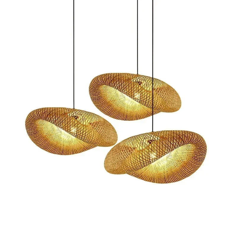 LumiWeave: Handwoven Bamboo Pendant Light – 36cm Rattan Ceiling Fixture