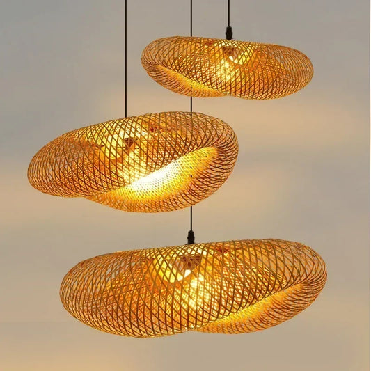 LumiWeave: Handwoven Bamboo Pendant Light – 36cm Rattan Ceiling Fixture