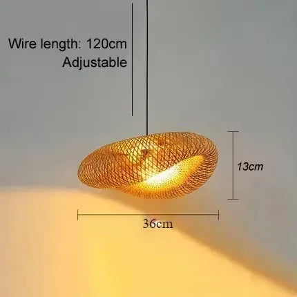 LumiWeave: Handwoven Bamboo Pendant Light – 36cm Rattan Ceiling Fixture