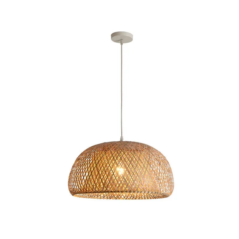 ZenGlow: Handwoven Bamboo Pendant Light – Art Deco Chinese Lantern Style