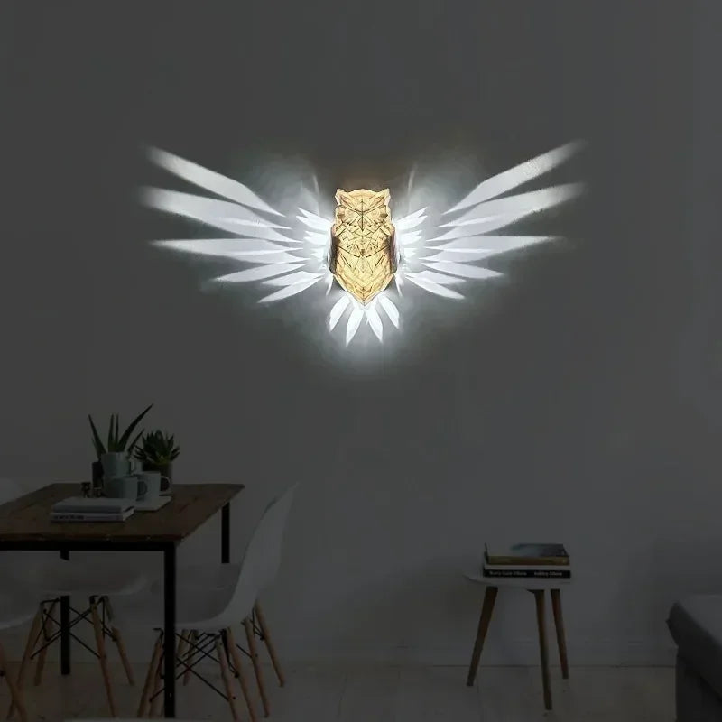 ShadowWings: 3D Owl & Eagle Wall Lamp – Artistic Bird-Shaped Light Projection
