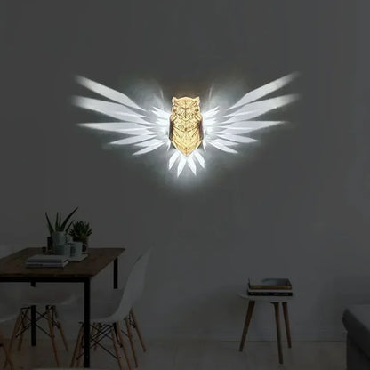 ShadowWings: 3D Owl & Eagle Wall Lamp – Artistic Bird-Shaped Light Projection
