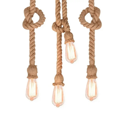 RustiGlow: Vintage Hemp Rope Pendant Lamp – E27 Loft-Style Hanging Light
